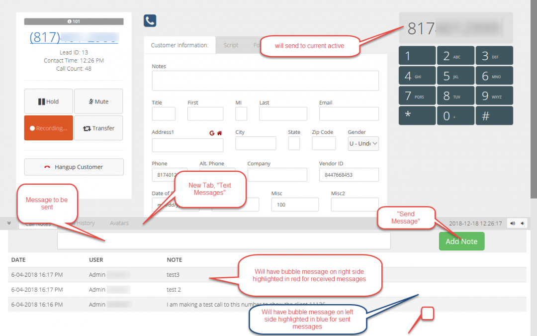 Text Application on eDialer