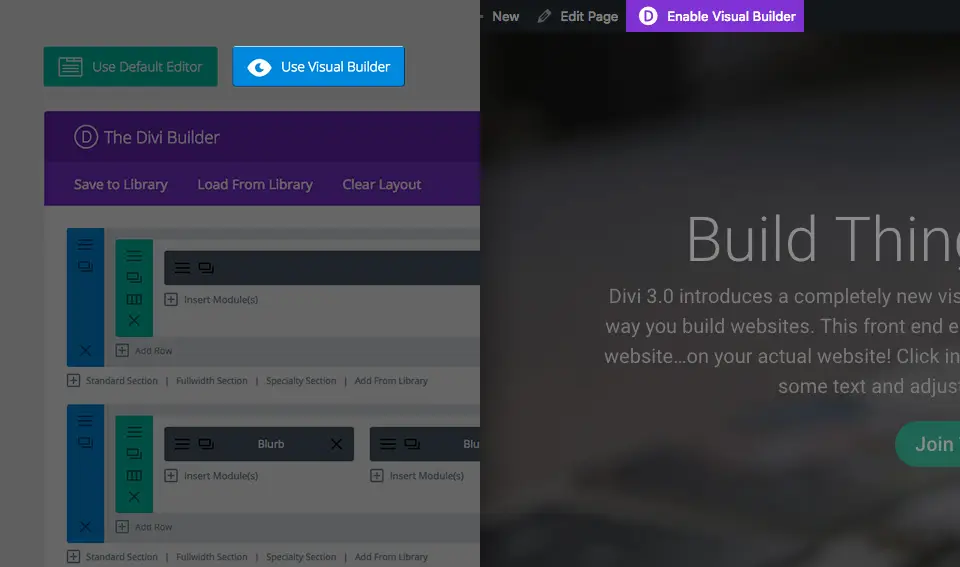 Launching the Divi Visual Builder