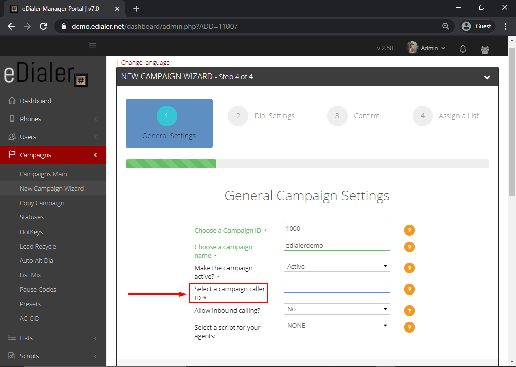 Setup Campaign using Campaign Wizard 4d