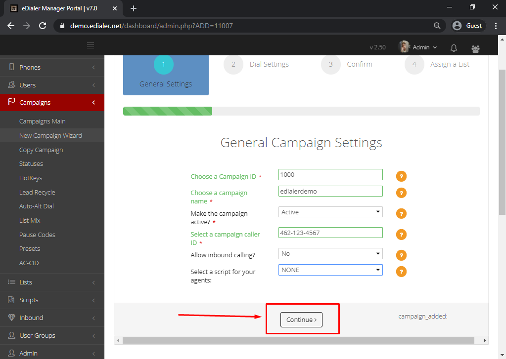 Setup Campaign using Campaign Wizard 4g