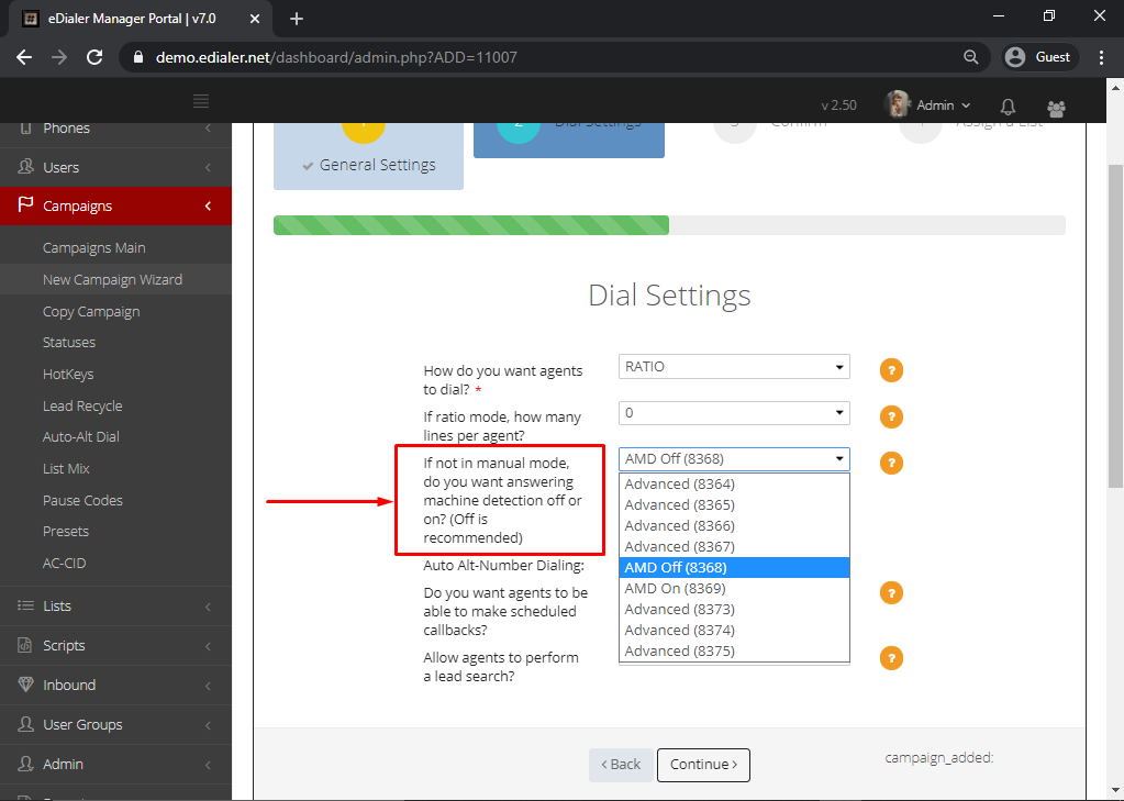 Setup Campaign using Campaign Wizard 5c