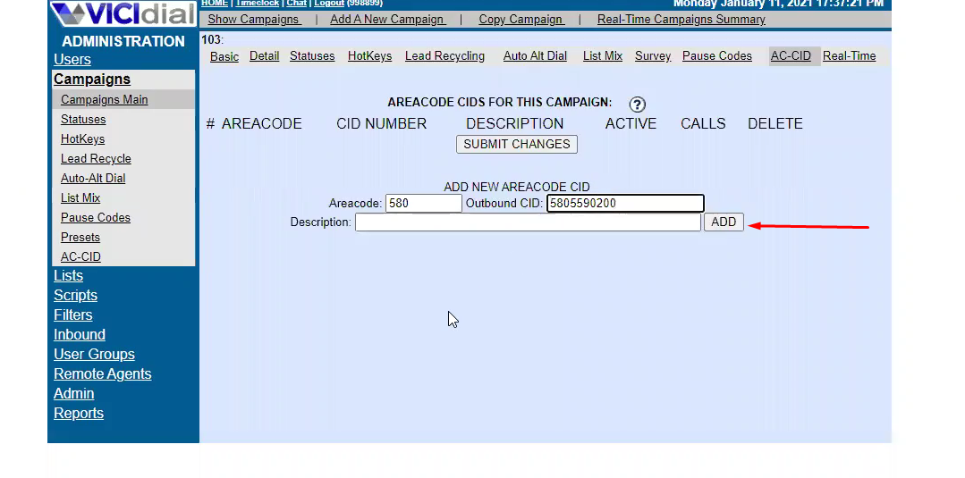 Setup CID Local Presence