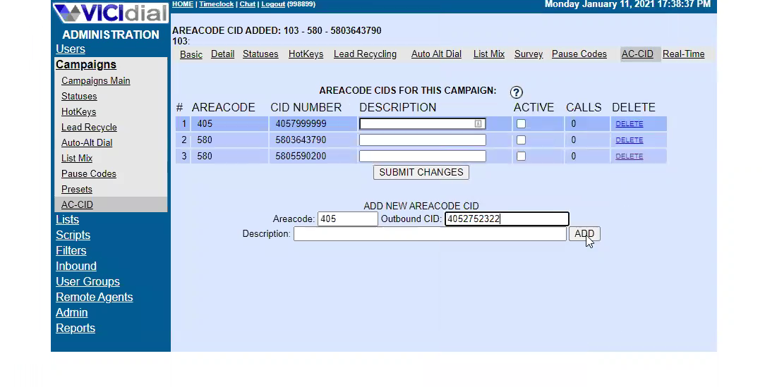 Setup CID Local Presence