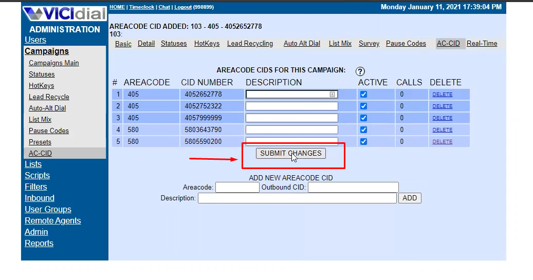 Setup CID Local Presence