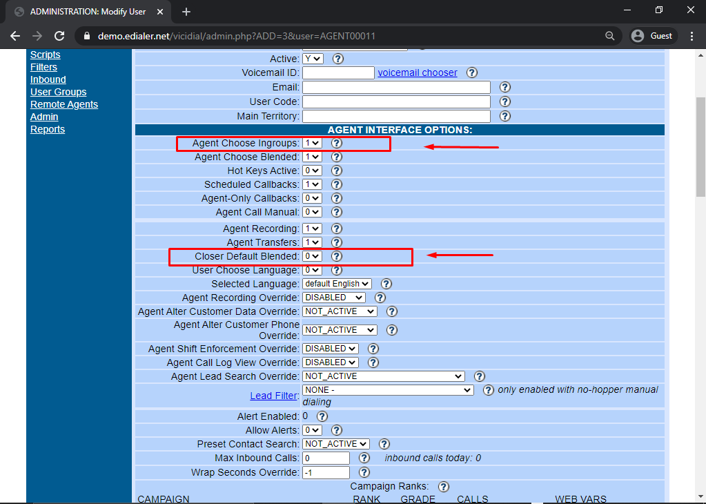 Additional User Settings