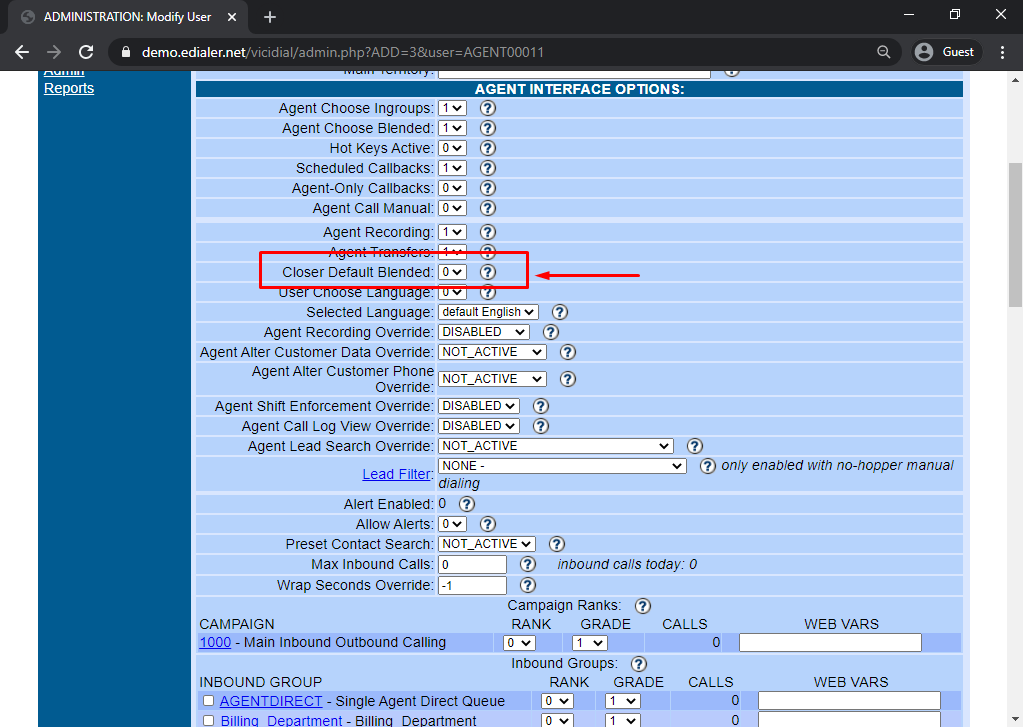 Additional user settings