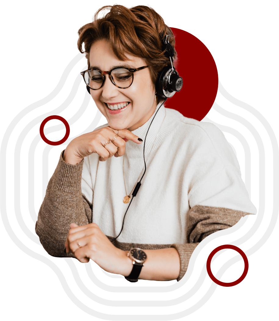 woman smiling with voip headset