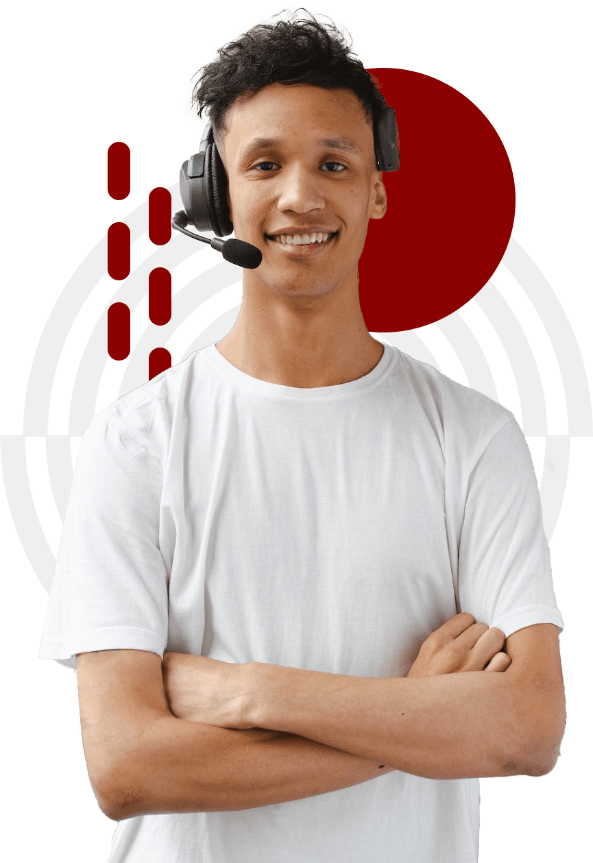 man with voip call center headset