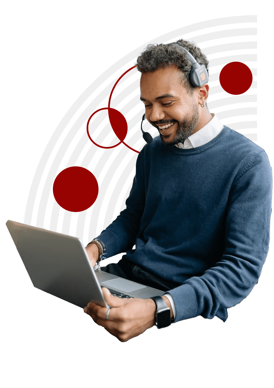 Man using headset and computer with eDialer