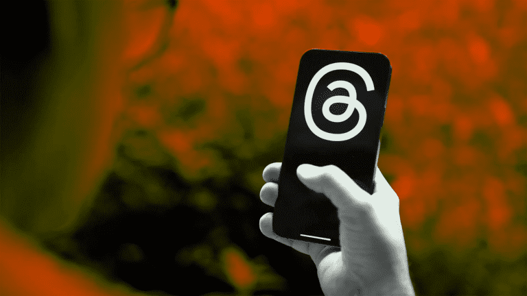 Alt Text: "A smartphone screen shows a customer service chat, with digital padlocks and warning icons in the background, symbolizing cybersecurity concerns tied to Meta Threads ads impact on businesses."