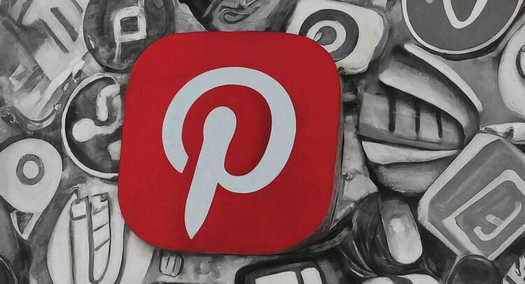 "Smartphone screen showing Pinterest’s interface with visually appealing pins, symbolizing Pinterest's rise among social media stocks and unique e-commerce blend."