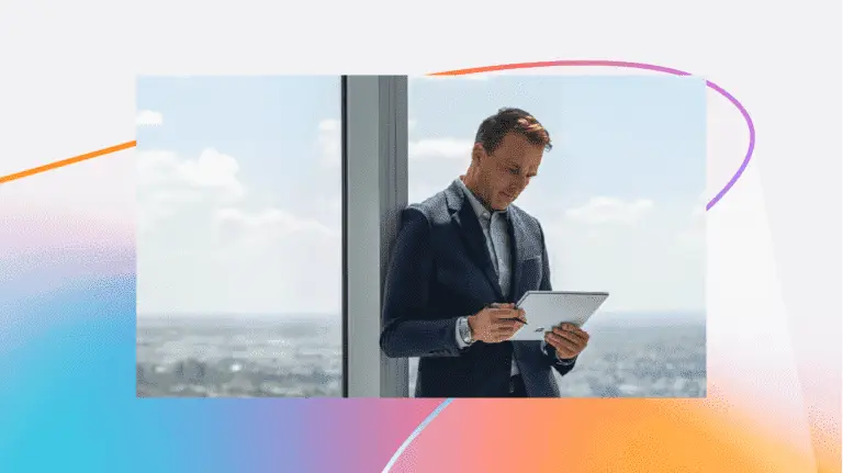 **Alt Text:** "AI transforming business operations—smartphone screen showing an AI-driven customer service chat in a modern office setting."