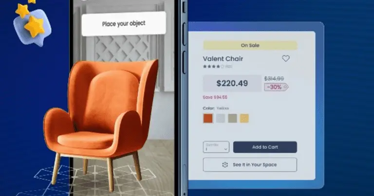 **Alt Text:** "A smartphone displaying AI-powered social media ads by Nextech3D AI, with a blurred office in the background symbolizing digital marketing innovation."