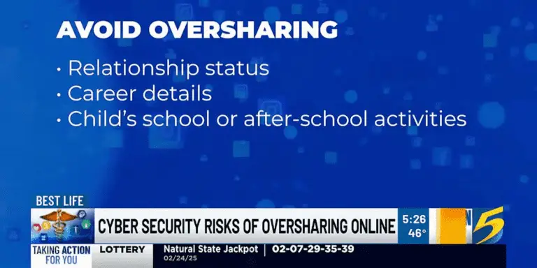 Alt Text: "A person holding a smartphone with a fake customer service chat, highlighting overexposing personal data online risks and cyber threats."
