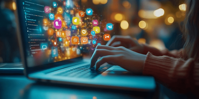 Sure! Here's an optimized alt text for your image: "Close-up of a smartphone showing a suspicious chat, with cybersecurity icons in the background, highlighting responsible social media content sharing."